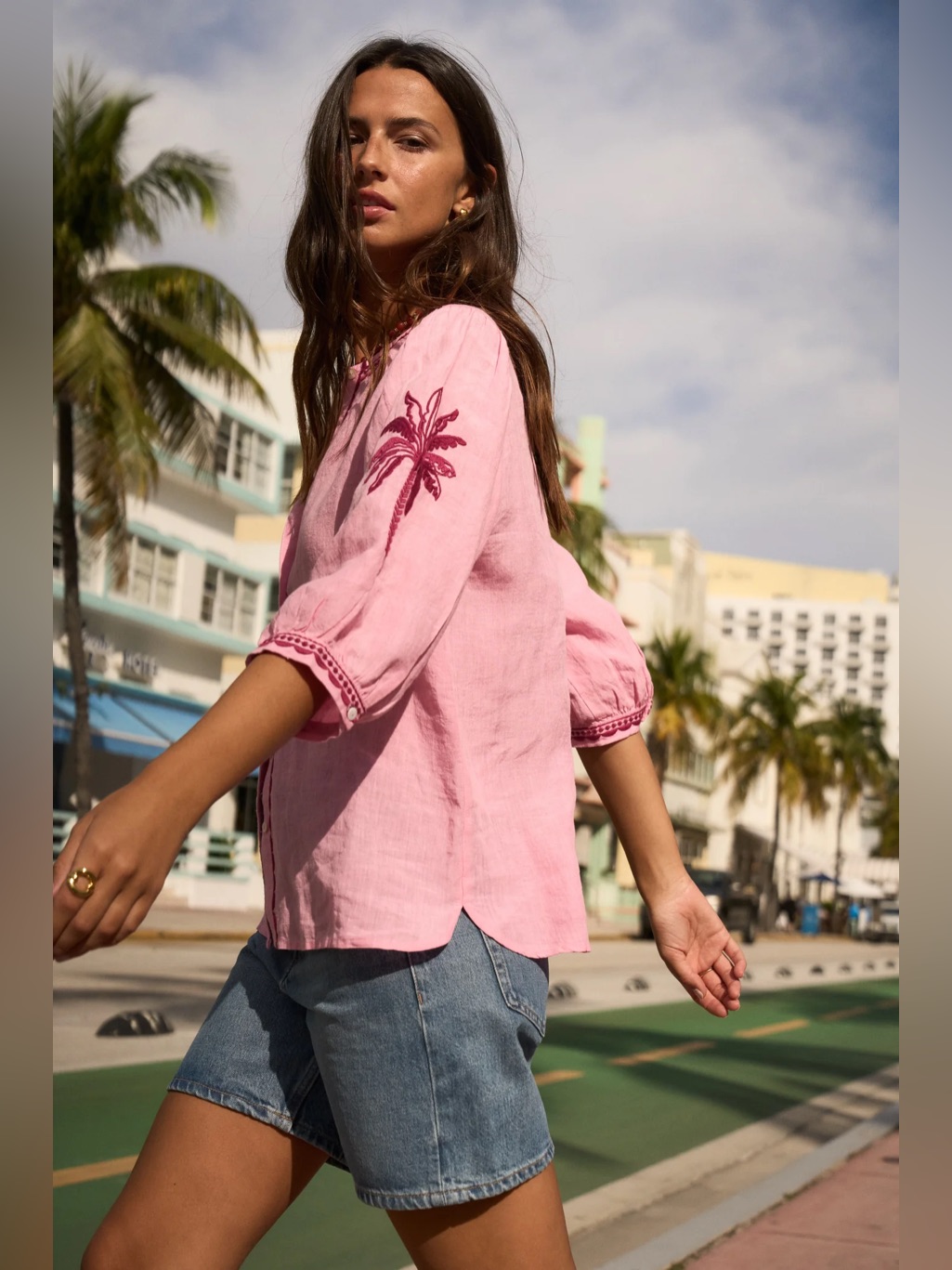 Sonmer Mily Pink Linen Blouse